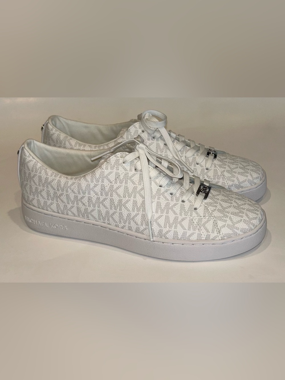 Women’s Michael Kors White Monogram Low-Top Sneakers